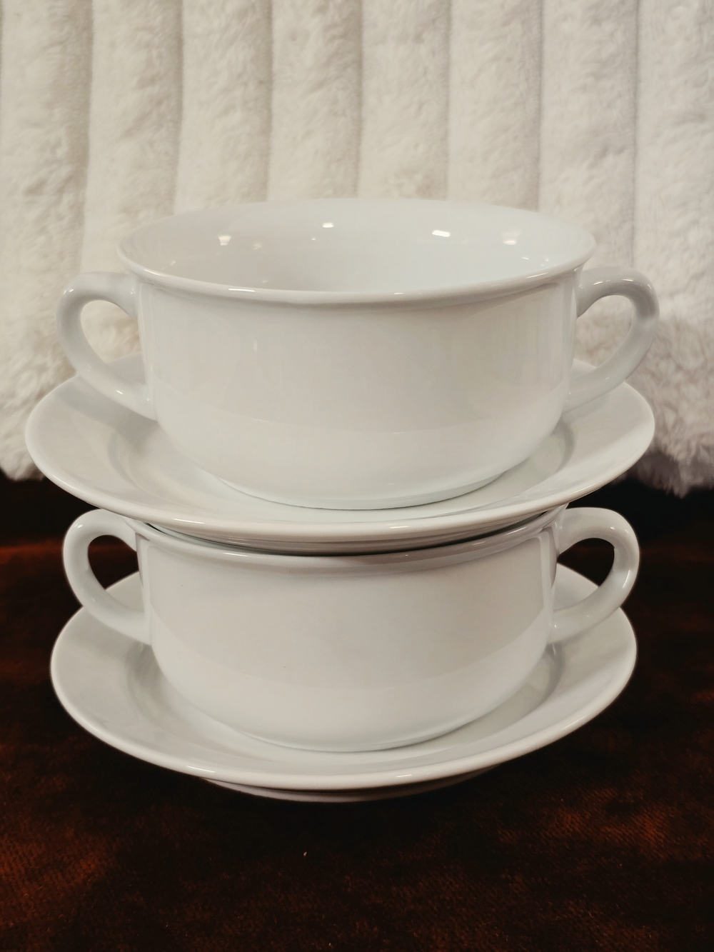 Williams-Sonoma Everyday White Handled Soup Bowls & Saucers Set (4 Pieces)